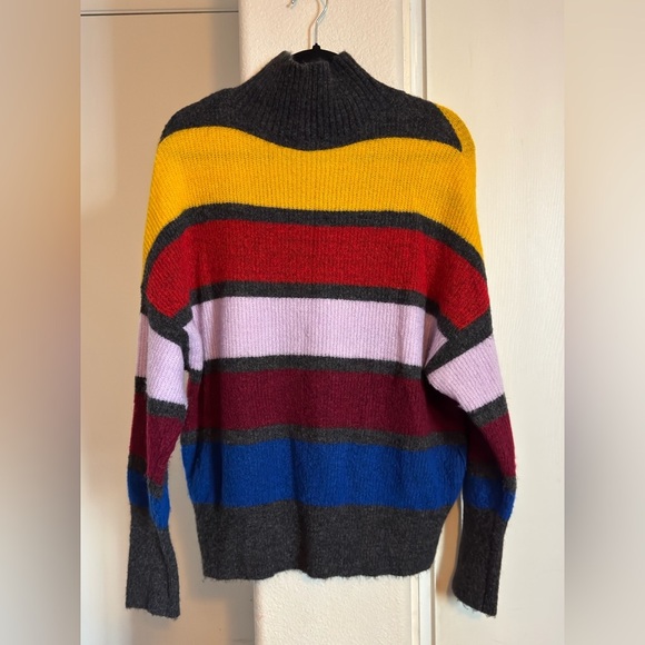 EXPRESS Womens Soft Fuzzy Color block
Long Sleeve Mock Neck Sweater - Picture 5 of 5